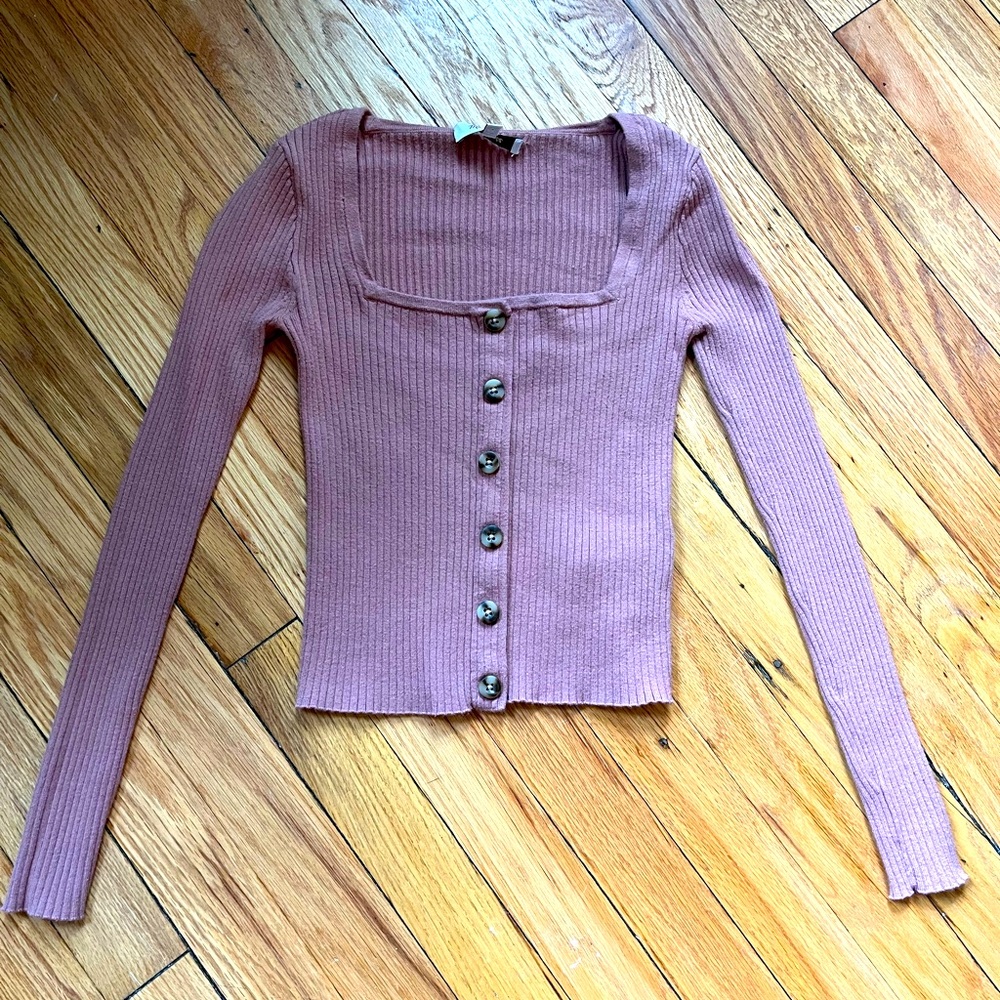 Madewell Rosseau Square-Neck Cardigan Top